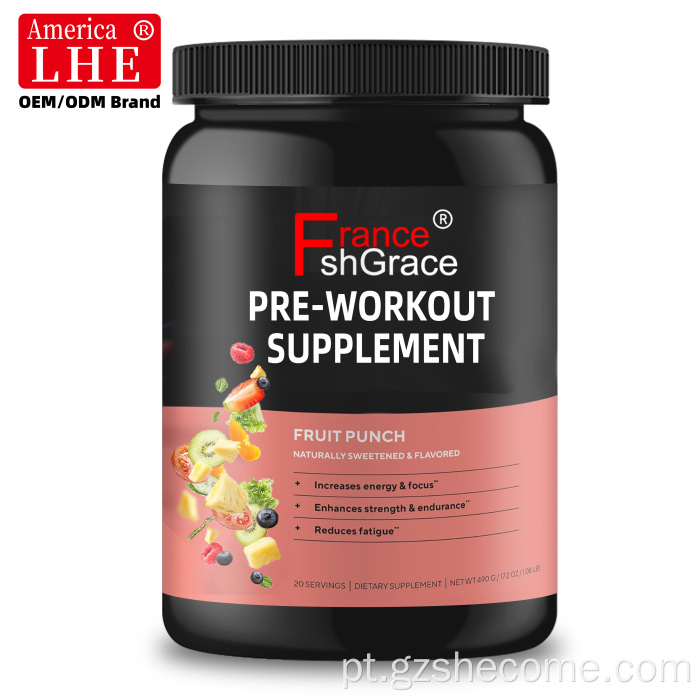 Suporte de suplemento pré-treino Aumenta a energia